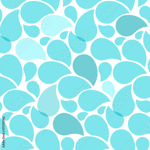 Seamless Water Drops Background. Blue Web Design Backdrop. Endless Wallpaper Vector Illustration.