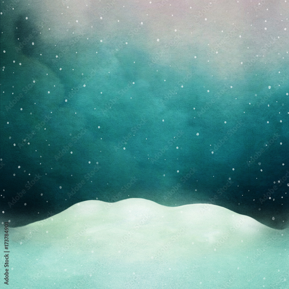 Fototapeta premium Night winter background with the snow and snowdrift. 