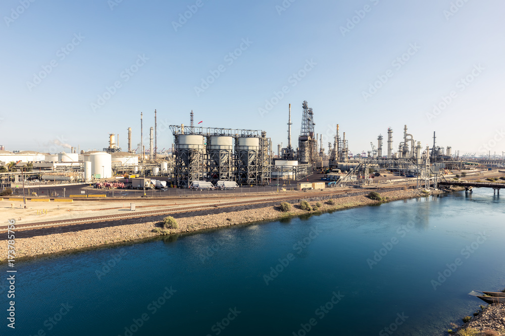 Petrochemical industrial area in Los Angeles, USA.