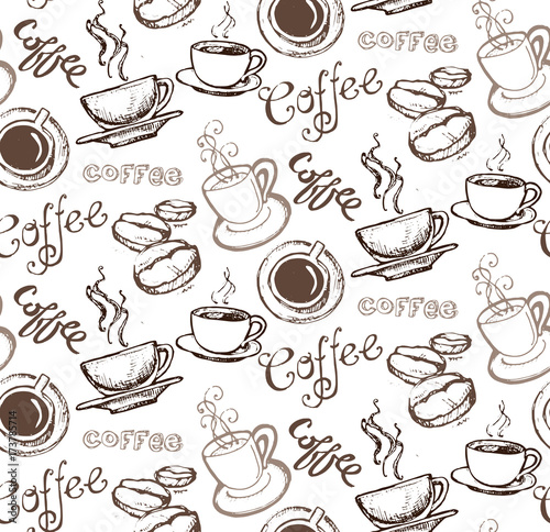 Fototapeta Hand drawn doodle coffee illustration