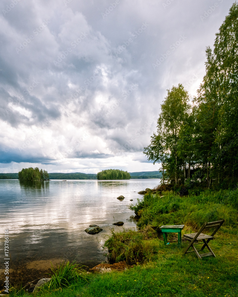 Swedish forest and lake at Glaskogen naturereserve in Värmland Stock ...