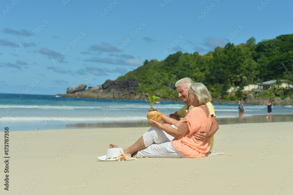 couple resting  at tropical beach