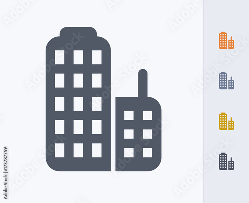 Office Building - Carbon Icons. A professional, pixel-perfect icon designed on a 32 x 32 pixel grid and redesigned on a 16 x 16 pixel grid for very small sizes.