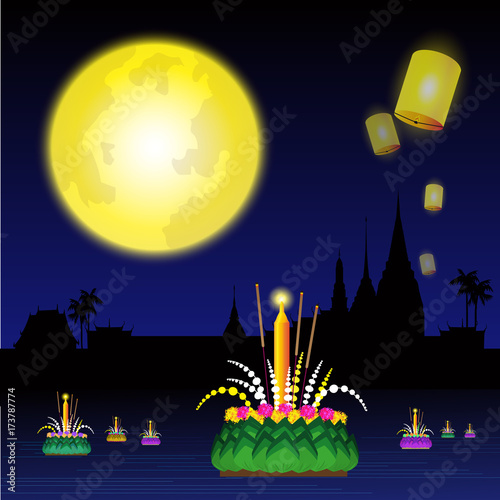Loy krathong festival of Thailand.