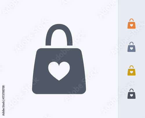 Shopping Bag & Heart - Carbon Icons. A professional, pixel-perfect icon designed on a 32 x 32 pixel grid and redesigned on a 16 x 16 pixel grid for very small sizes.