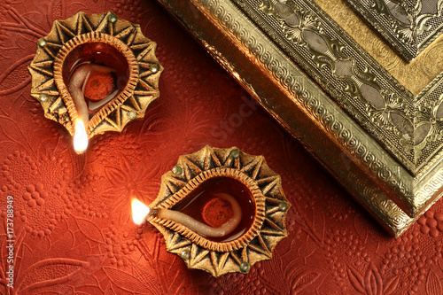 Obraz na plátně Diwali Diya Lamps - Indian Festival of Lights