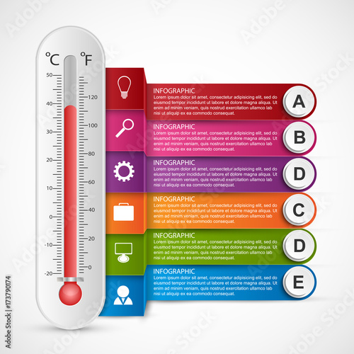 Infographics thermometer design template. Vector illustration.
