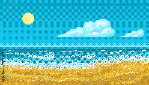 Pixel art seascape.