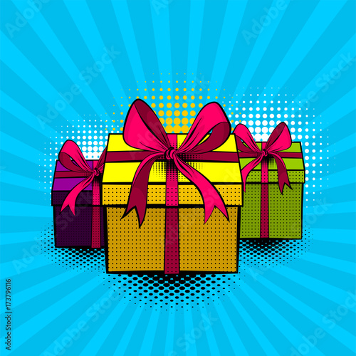 Pop art collection gift box beautiful ribbon