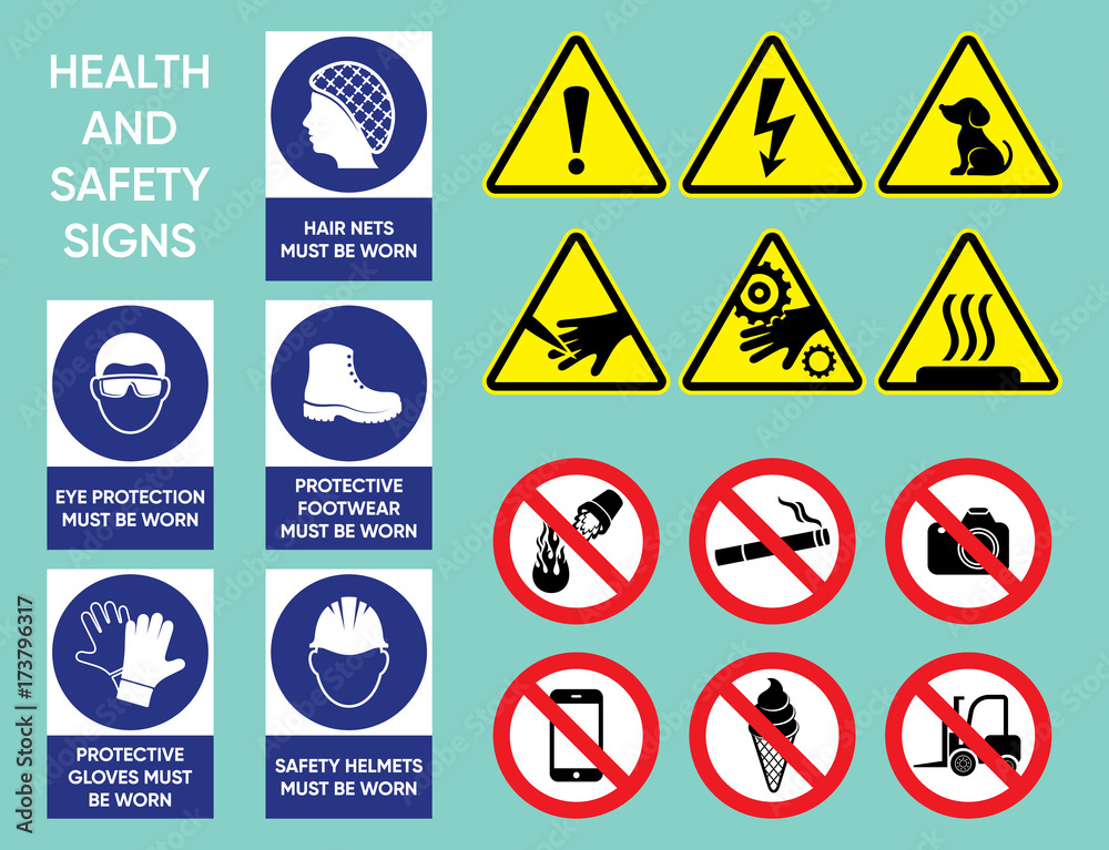 Health and safety signs collection