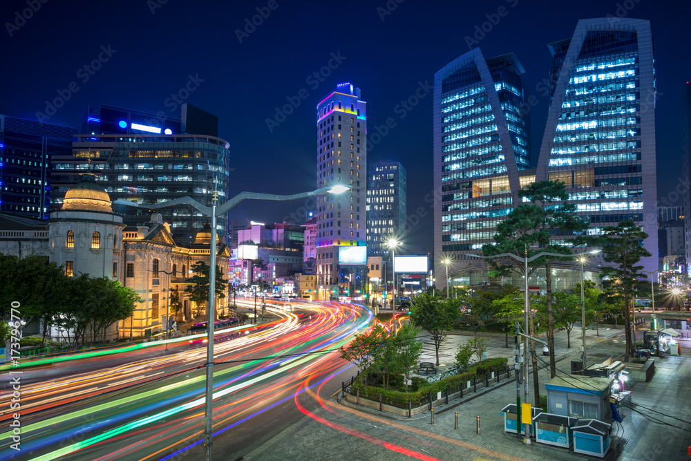 Seoul. Cityscape image of Seoul downtown at night.