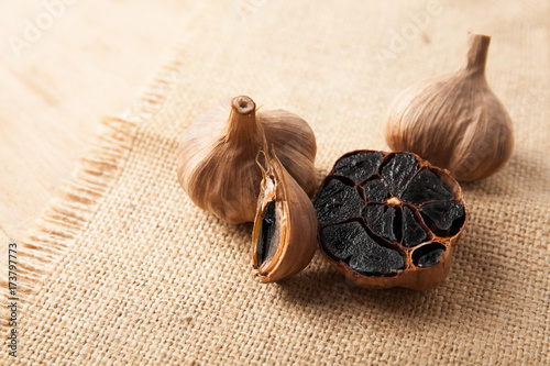 Black garlic close up photo