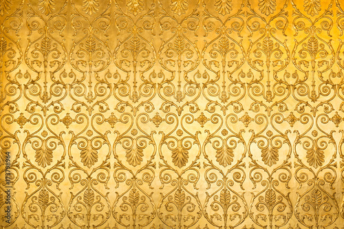 Canvas Print Golden floral ornament brocade textile pattern