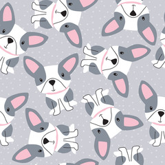 Keuken achterwand Honden patronen Franse bulldog naadloos vector patroon  © Larienn