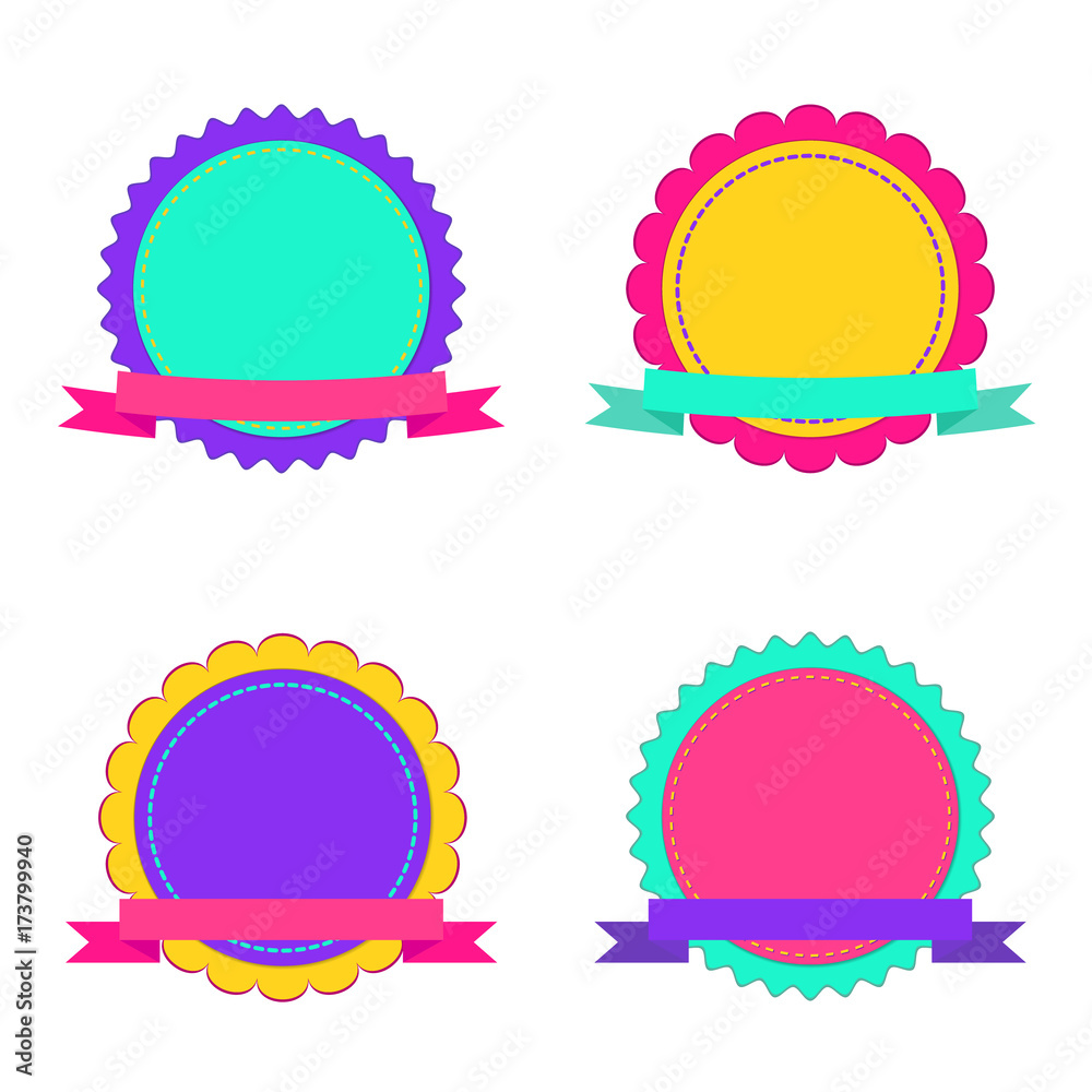 Set of four colorful retro ribbons and labels. Set of four colorful retro ribbons and labels.