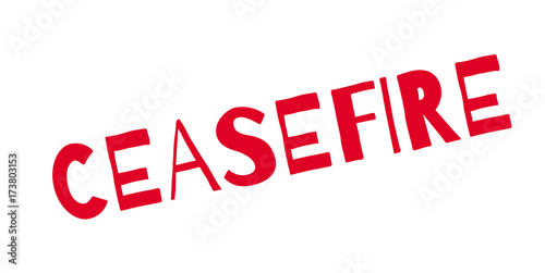 Ceasefire rubber stamp. Grunge design with dust scratches. Effects can be easily removed for a clean, crisp look. Color is easily changed.