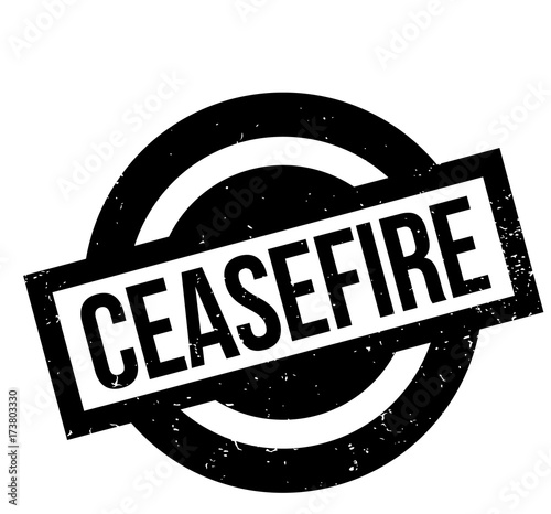 Ceasefire rubber stamp. Grunge design with dust scratches. Effects can be easily removed for a clean, crisp look. Color is easily changed.