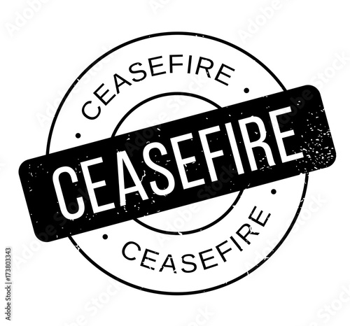 Ceasefire rubber stamp. Grunge design with dust scratches. Effects can be easily removed for a clean, crisp look. Color is easily changed.