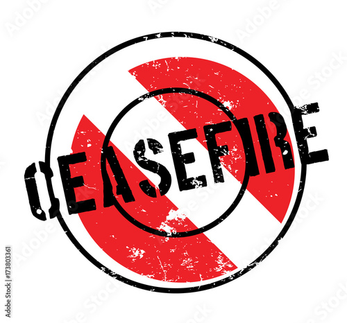 Ceasefire rubber stamp. Grunge design with dust scratches. Effects can be easily removed for a clean, crisp look. Color is easily changed.