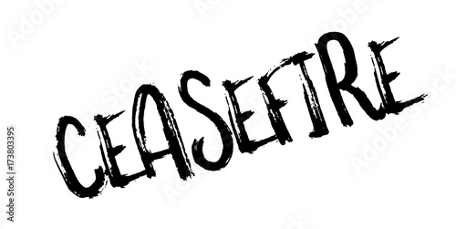 Ceasefire rubber stamp. Grunge design with dust scratches. Effects can be easily removed for a clean, crisp look. Color is easily changed.