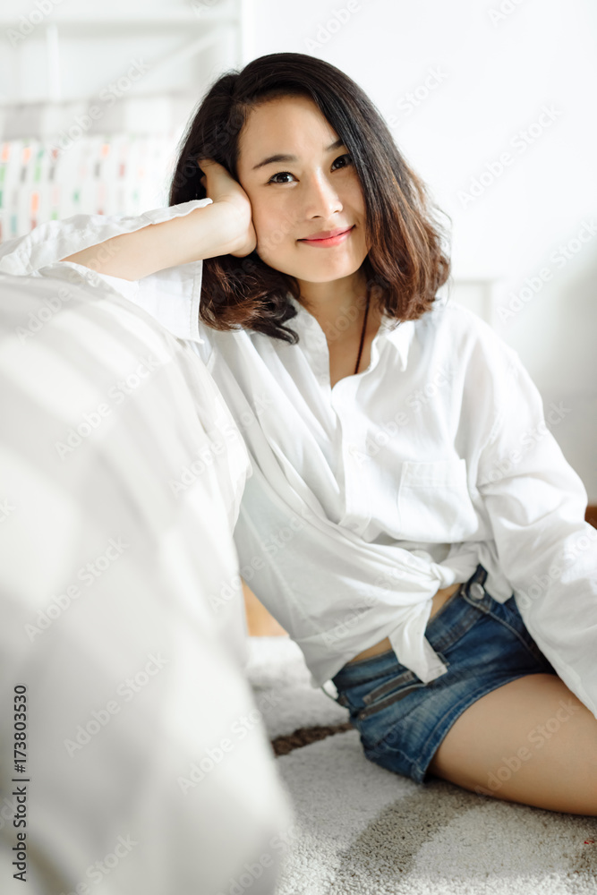Portrait of young asian woman at home Portrait of young asian woman at home