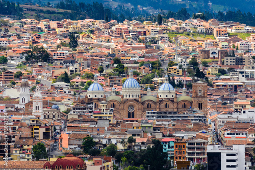 New cathedral of Cuenca from Turi lookout, Ecuador