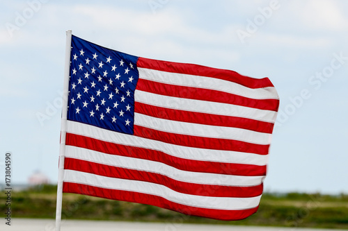 American Flag flying in the wind