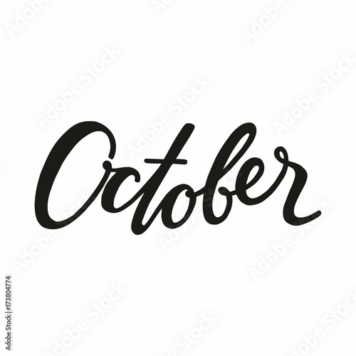 October. Hand letter for printing