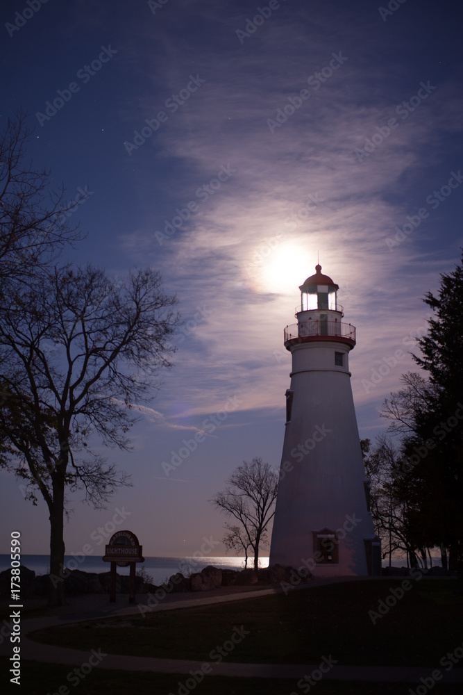 Marblrhead Lighthouse with the supermoon Marblrhead Lighthouse with the supermoon