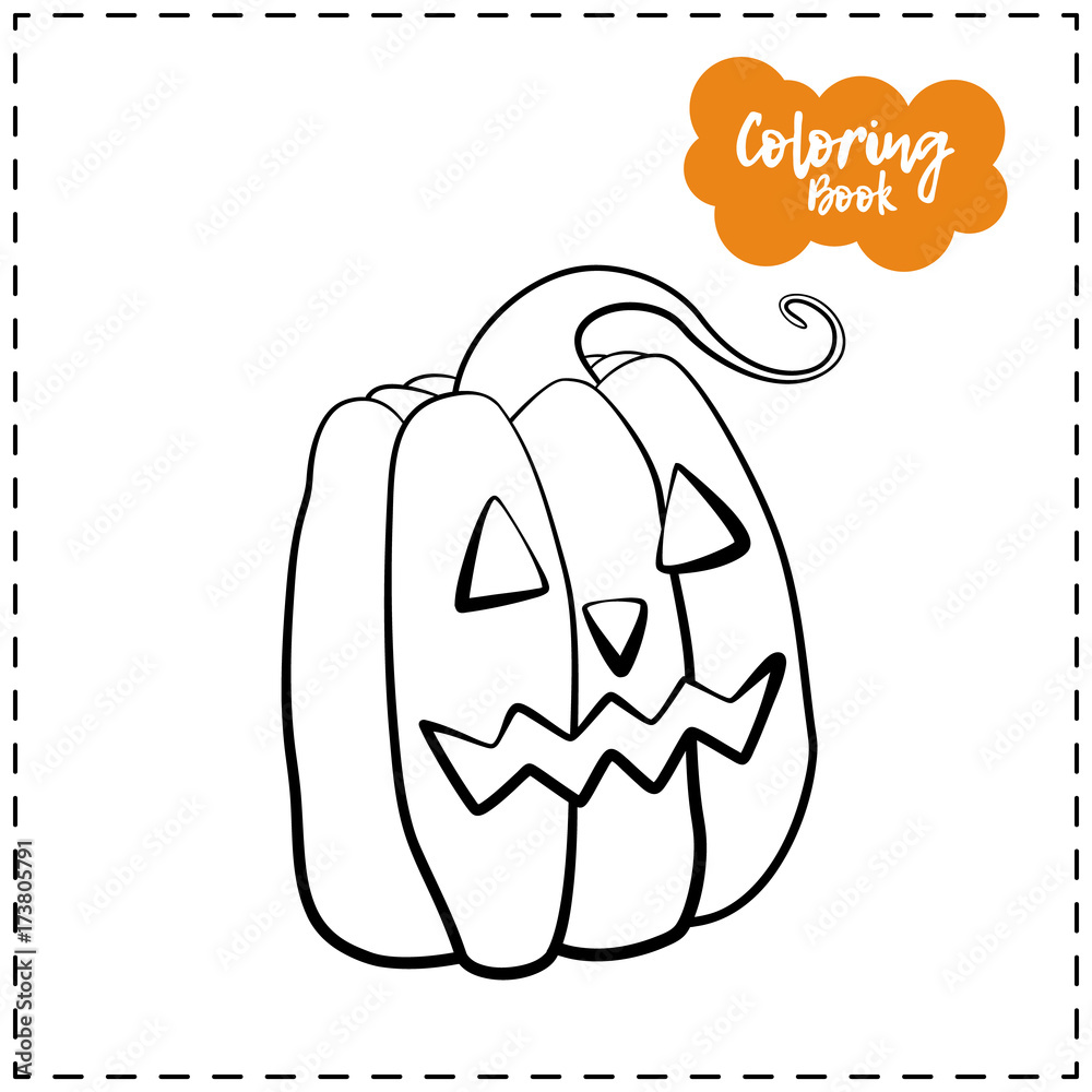 Vector outline illustration of a pumpkin lantern for Halloween with emotion on a white background Vector outline illustration of a pumpkin lantern for Halloween with emotion on a white background