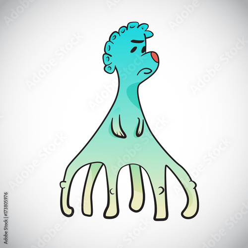 Cartoon of weird fantasy creature with small hands