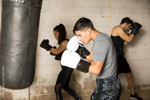 Group of people in a boxing gym