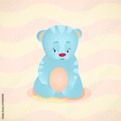 Illustration with cute blue baby bear