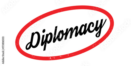 Diplomacy rubber stamp. Grunge design with dust scratches. Effects can be easily removed for a clean, crisp look. Color is easily changed.