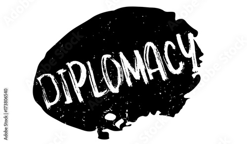 Diplomacy rubber stamp. Grunge design with dust scratches. Effects can be easily removed for a clean, crisp look. Color is easily changed.