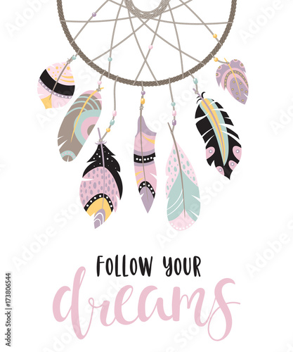 Inspirational quote with dreamcatcher