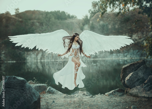 Murais de parede fantasy woman fly in air, levitation, creative costume angel