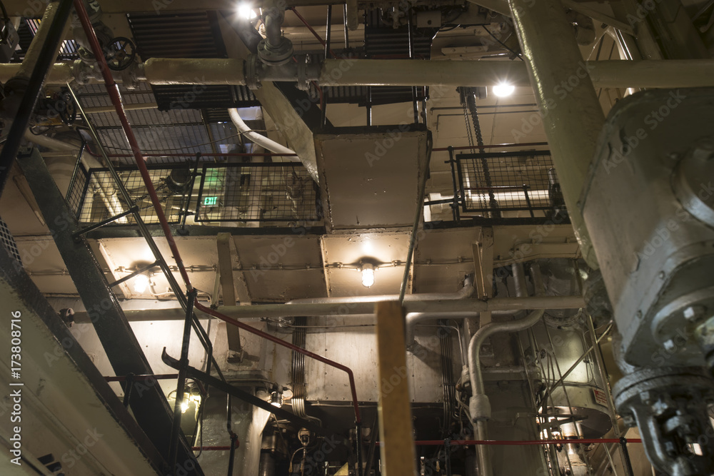 Bowels of steam engine room in Liberty Ship