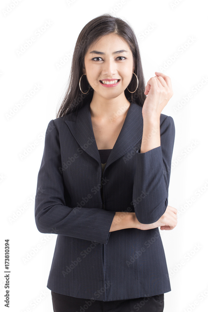 Asian Business Woman smiling, Woman stand and smile, isolated on white background, Woman working concept. Asian Business Woman smiling, Woman stand and smile, isolated on white background, Woman working concept.