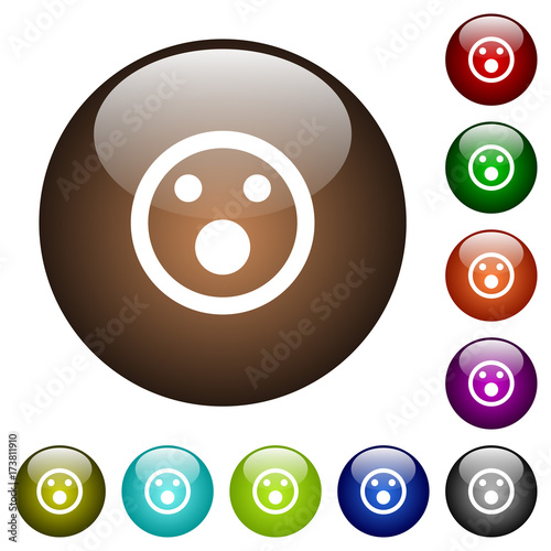 Shocked emoticon color glass buttons