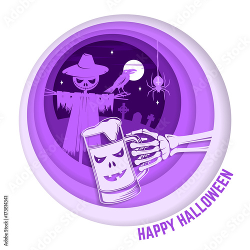 Paper art carving style design for Halloween