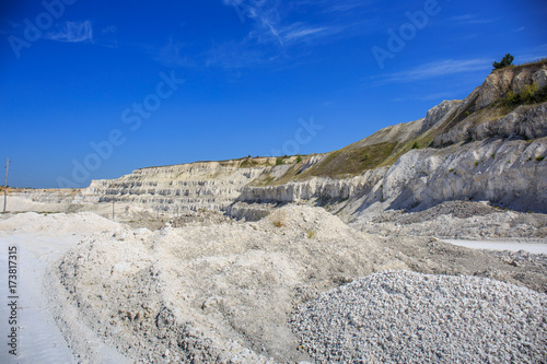 Quarry white stones for construction  limestone mining