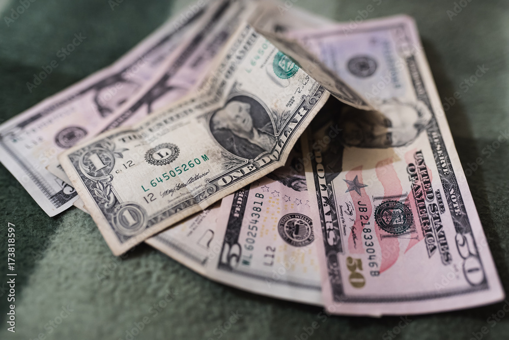 Dollar bills, money background. Dollars money set close up Dollar bills, money background. Dollars money set close up