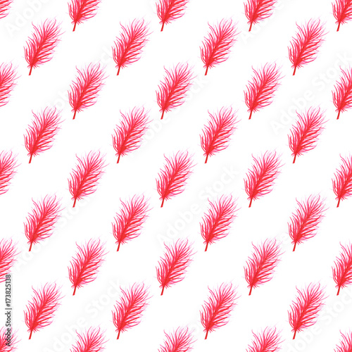 Watercolor feathers abstract seamless pattern background. Template for a business card, banner, poster, notebook, invitation