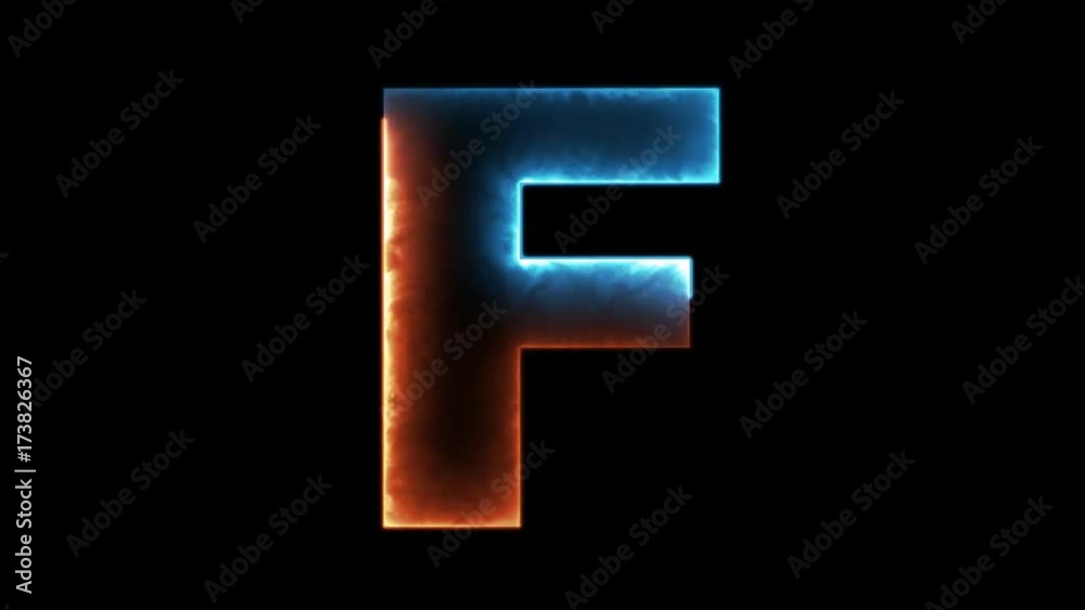 Alphabet letter F - outline in two colors looping on black background in 4k Alphabet letter F - outline in two colors looping on black background in 4k
