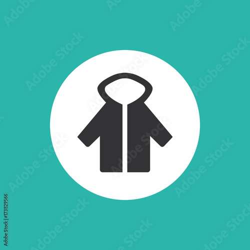 Jacke - Icon, Symbol, Piktogramm, Bildmarke, grafisches Element - schwarz, Hintergrund Rahmen, rund, mint, grün - Web, Druck - Vektor