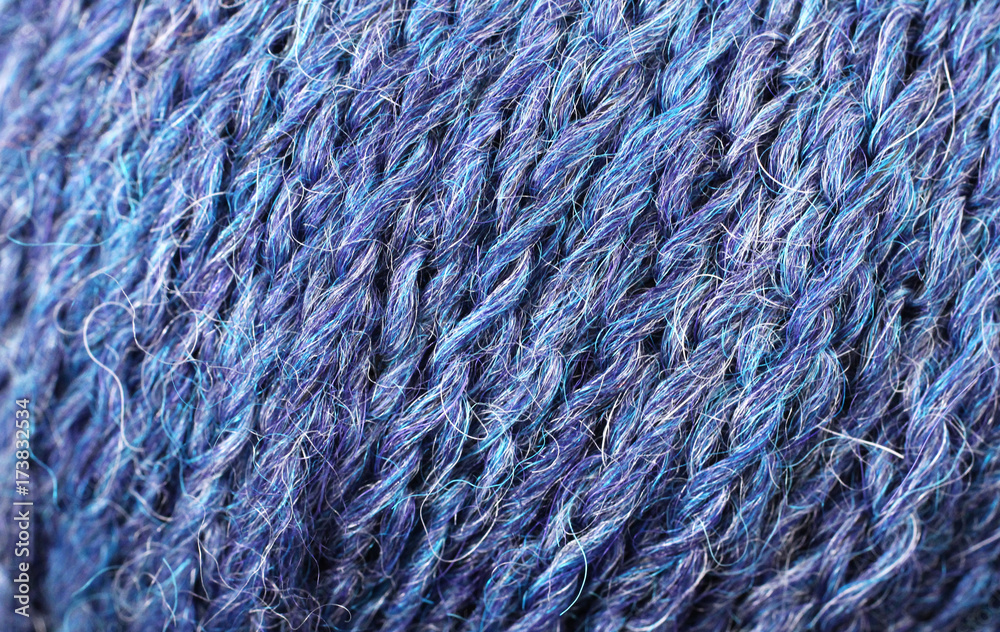 A super close up image of sea blue yarn A super close up image of sea blue yarn