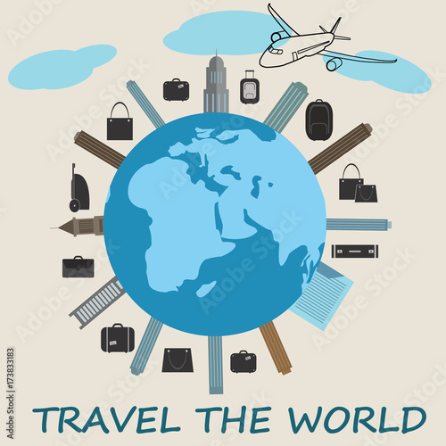 Global travel concept - cute flat design.World tourism day