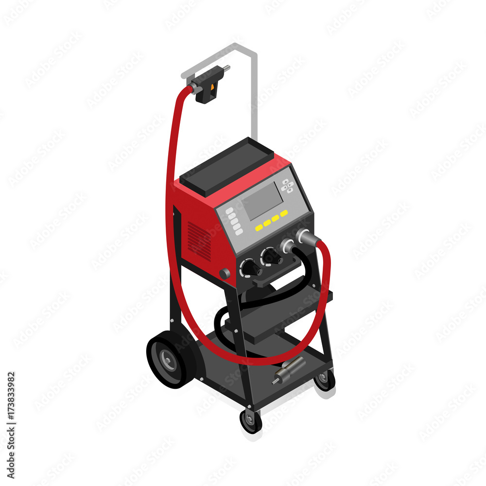 equipment for auto service, spot welding in isometric style