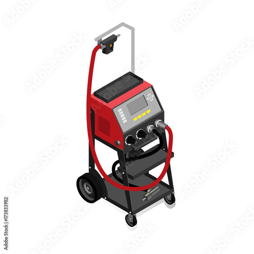 equipment for auto service, spot welding in isometric style